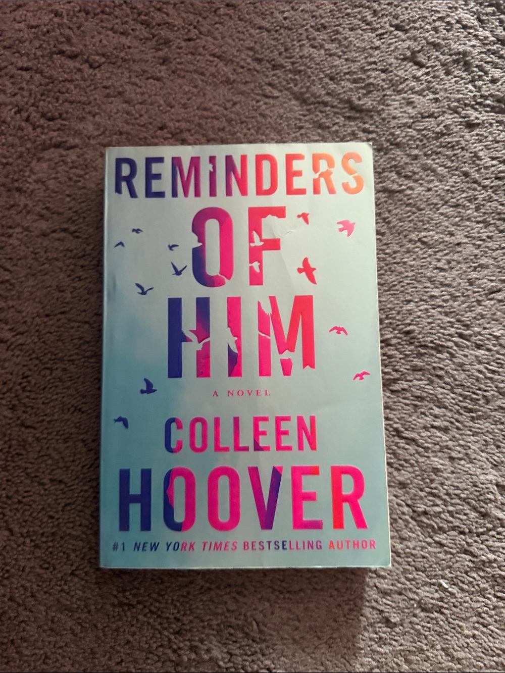 Reminders of Him by Colleen Hoover - Mint Cover with Pink/Purple Foil